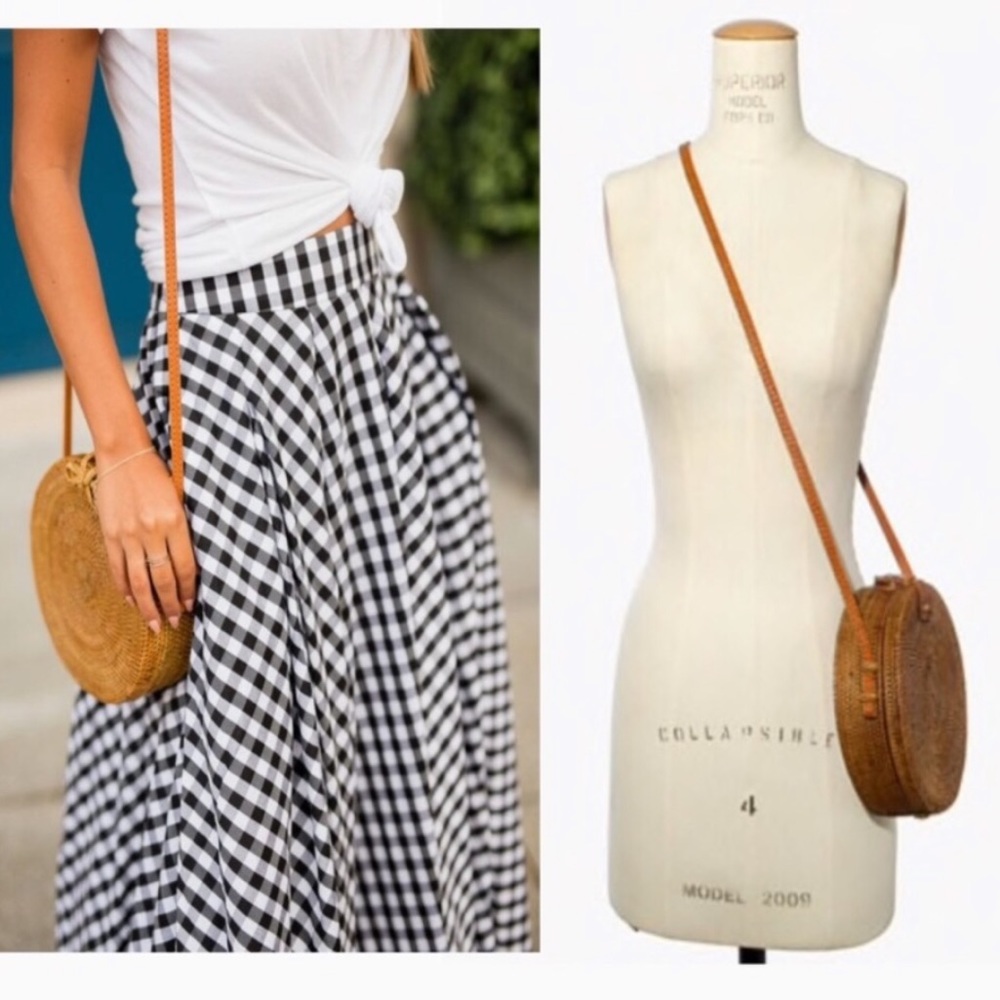 Round Rattan Cross Body Purse - Picture 4 of 9